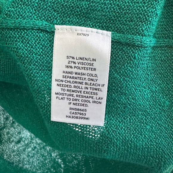NWT Halogen Emerald Green Open Front Linen Blend Long Cardigan with Pockets M - Picture 4 of 6